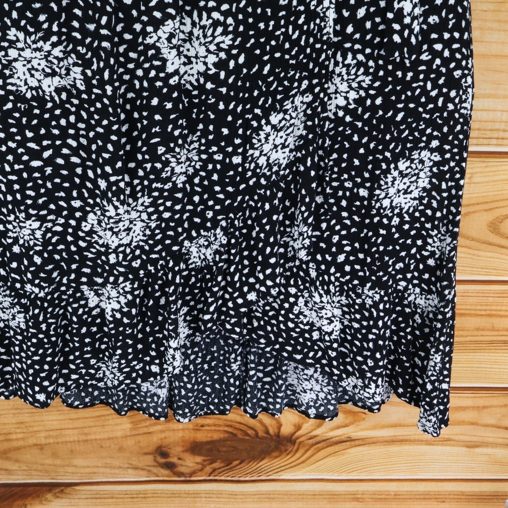 Knox Rose Wrap Skirt Womens L Black Geometric Stretch Waist Asymmetrical Hemline - Picture 6 of 7